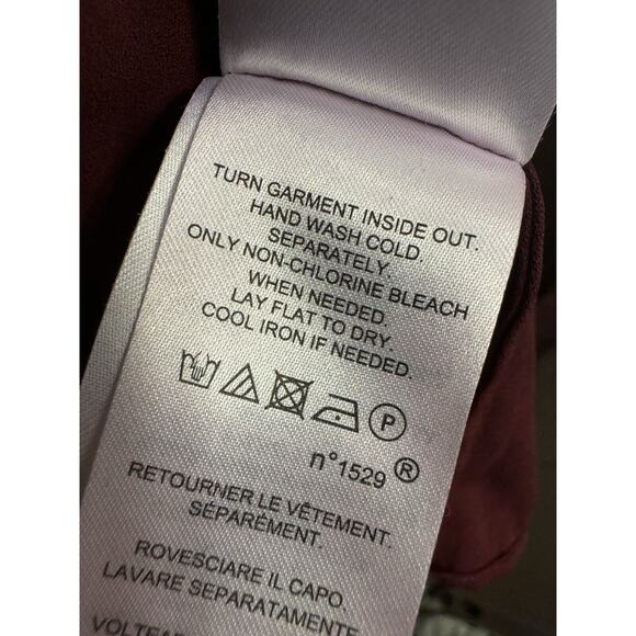 Ralph Lauren Blouse Womens XL Tie Neck LRL Crinkle Top Burgundy Office Career - Picture 8 of 8